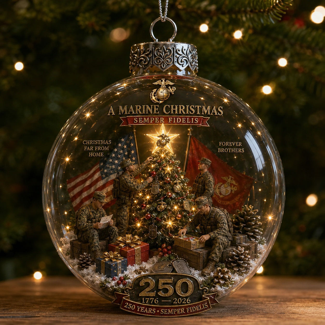 🎄 LAST DAY 75% OFF 🇺🇸 America 250th Military Legacy Light-Up Christmas Ball-HandPrint