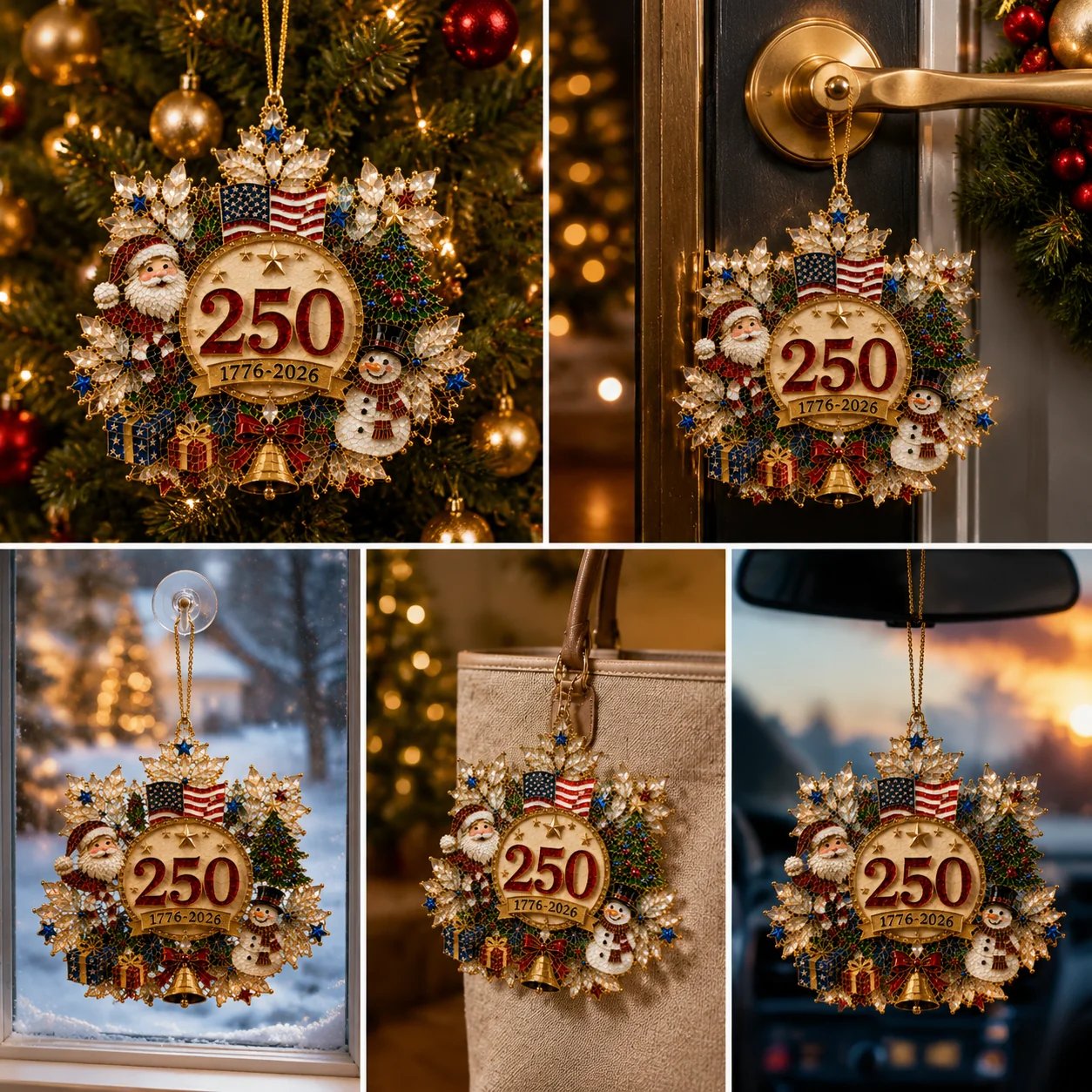 🔥LAST DAY 75% OFF!!🔥 America 250 Crystal Snowflake Heritage Ornament™-HandPrint