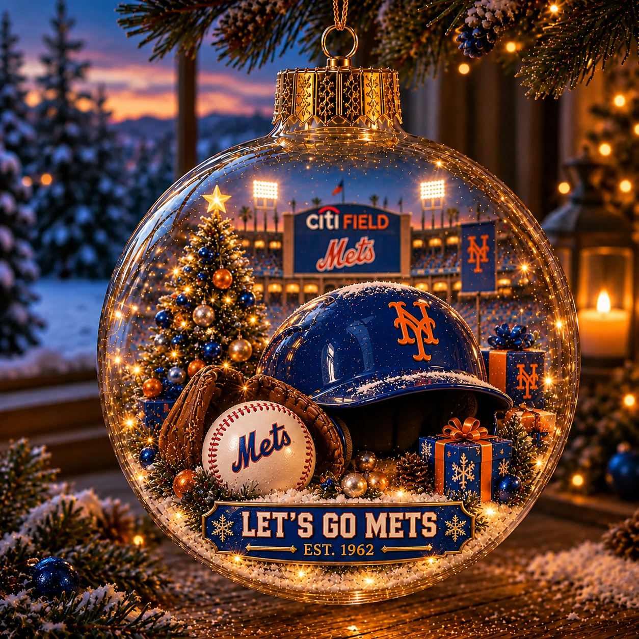 ⚾🎄 Bring the Ballpark Home — Light-Up Baseball Christmas Diorama Ornament-HandPrint