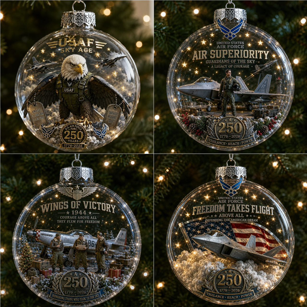 🎄 LAST DAY 75% OFF 🇺🇸 America 250th Military Legacy Light-Up Christmas Ball-HandPrint