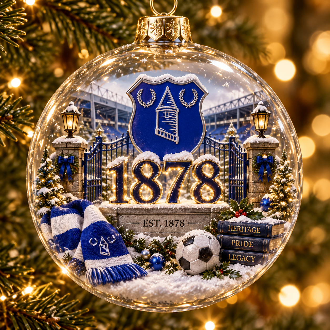 🎄 Nil Satis Nisi Optimum Light-Up Football Christmas Globe Ornament-HandPrint
