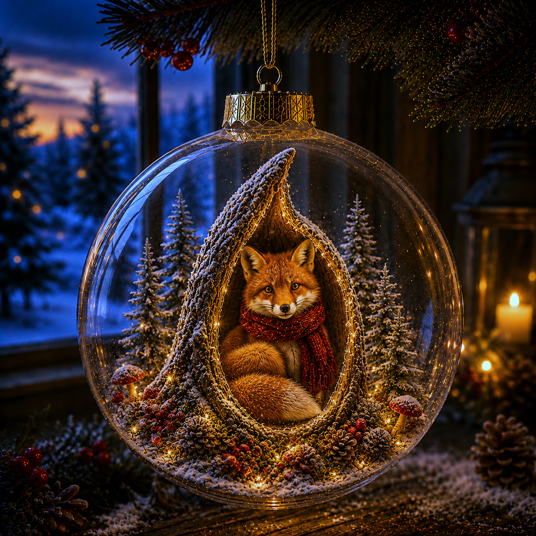 🔥Limited time 70% OFF -✨🎄 Animal Series Glowing Christmas Ornament – Light-Up Mini Winter Animal Scene-HandPrint