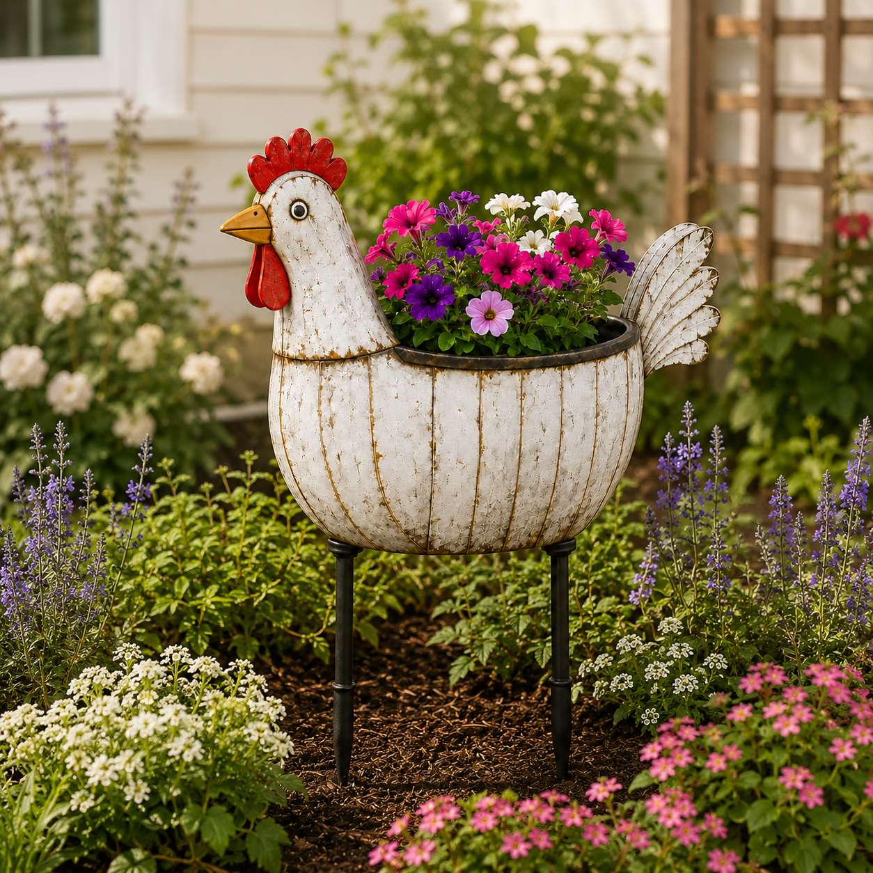 Rustic Hen Garden Stake Planter-HandPrint