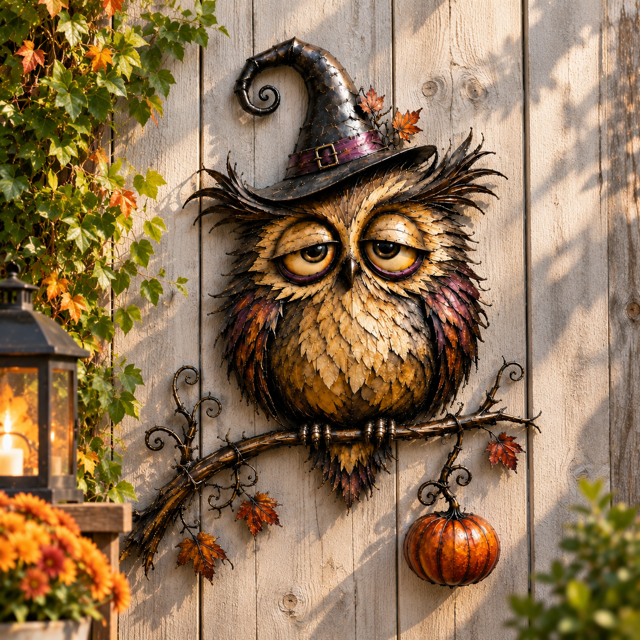 Witch Owl Halloween Metal Wall Decor-HandPrint