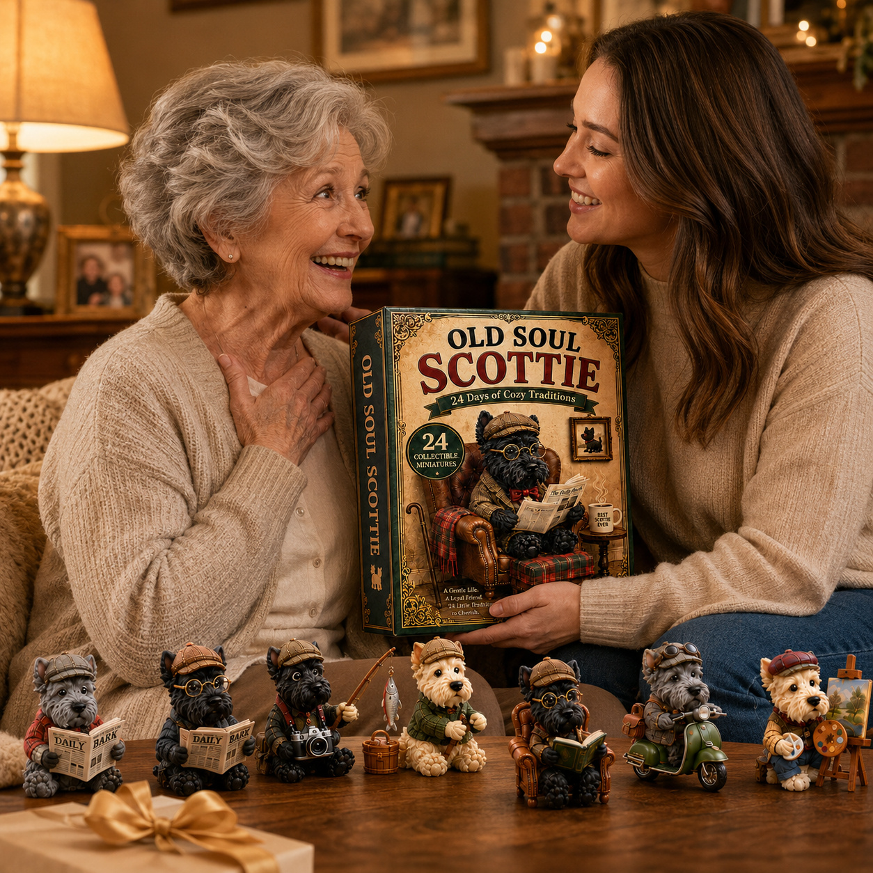 Old Soul Scottie 24-Day Advent Calendar – 24 Adorable Collectible Scottish Terrier Miniatures, Cozy Christmas Countdown Gift for Scottie Lovers & Dog Owners-HandPrint