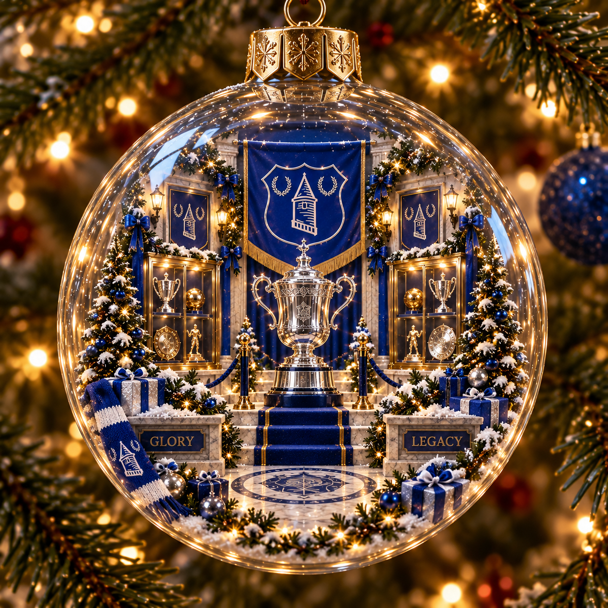 🎄 Nil Satis Nisi Optimum Light-Up Football Christmas Globe Ornament-HandPrint
