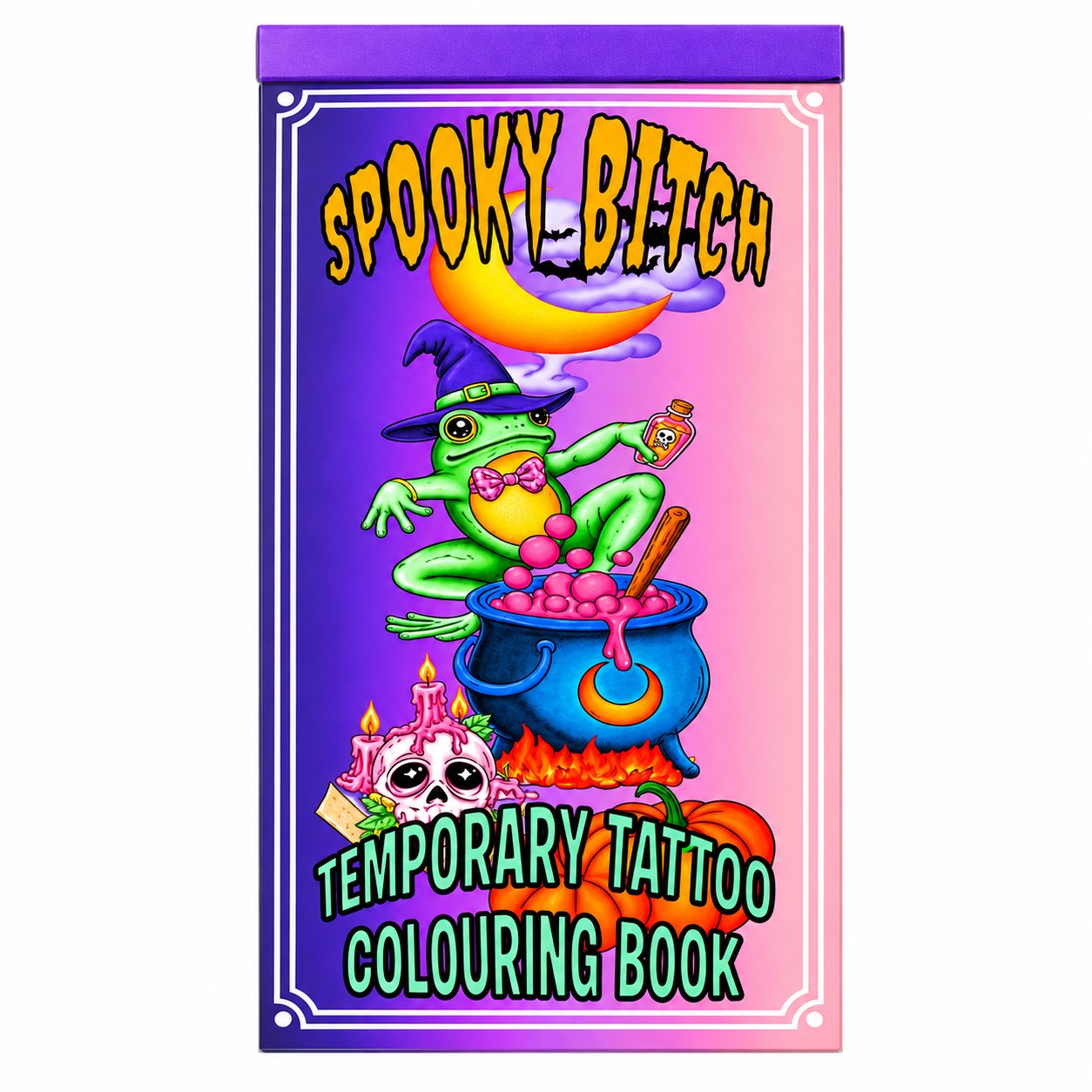 🎃 Spooky Bitch Temporary Tattoo Colouring Book | 13 Witchy Halloween Designs with Colour-Your-Own Pages & Ready-to-Wear Temporary Tattoos 🐸✨-HandPrint
