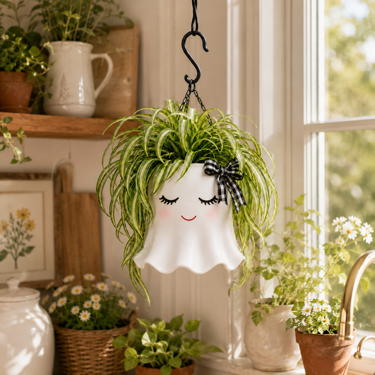 Cute Ghost Hanging Planter-HandPrint