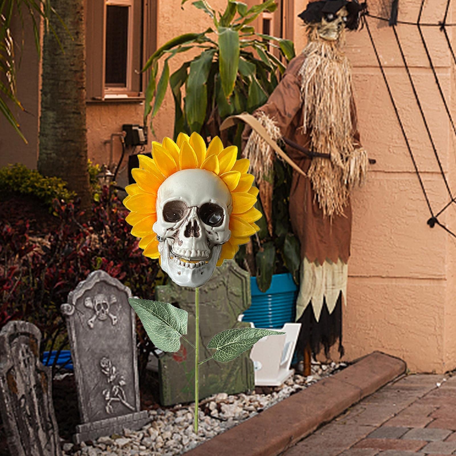 Halloween DIY Sunflower Skull Decor-HandPrint