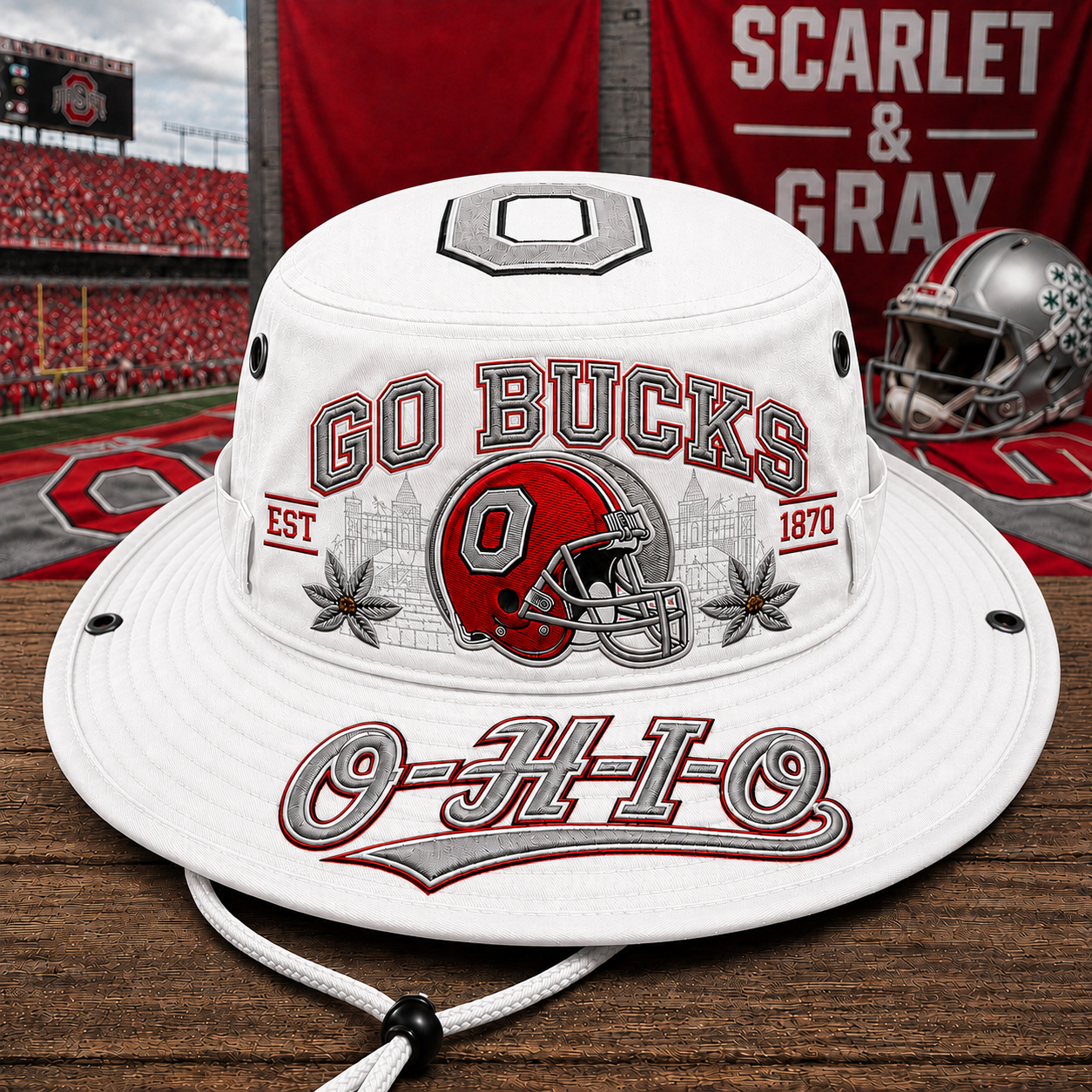 🔥 🏈 GO BUCKS Football Heritage Boonie Hat-HandPrint