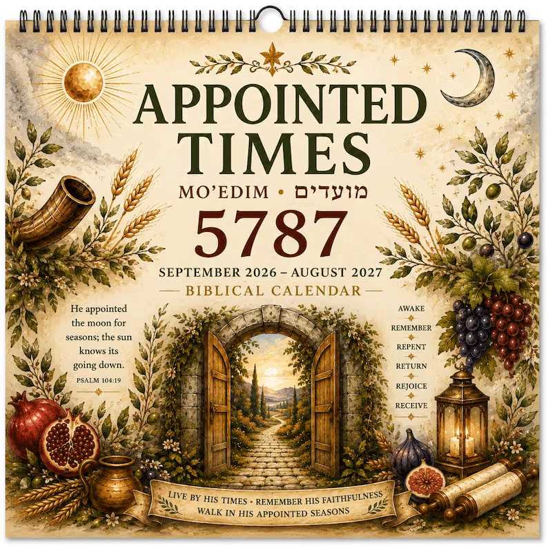 Biblical Hebrew Calendar 5787 | 2026-2027 Appointed Times Wall Calendar | Feast Days, Hebrew Dates and Shabbat-HandPrint