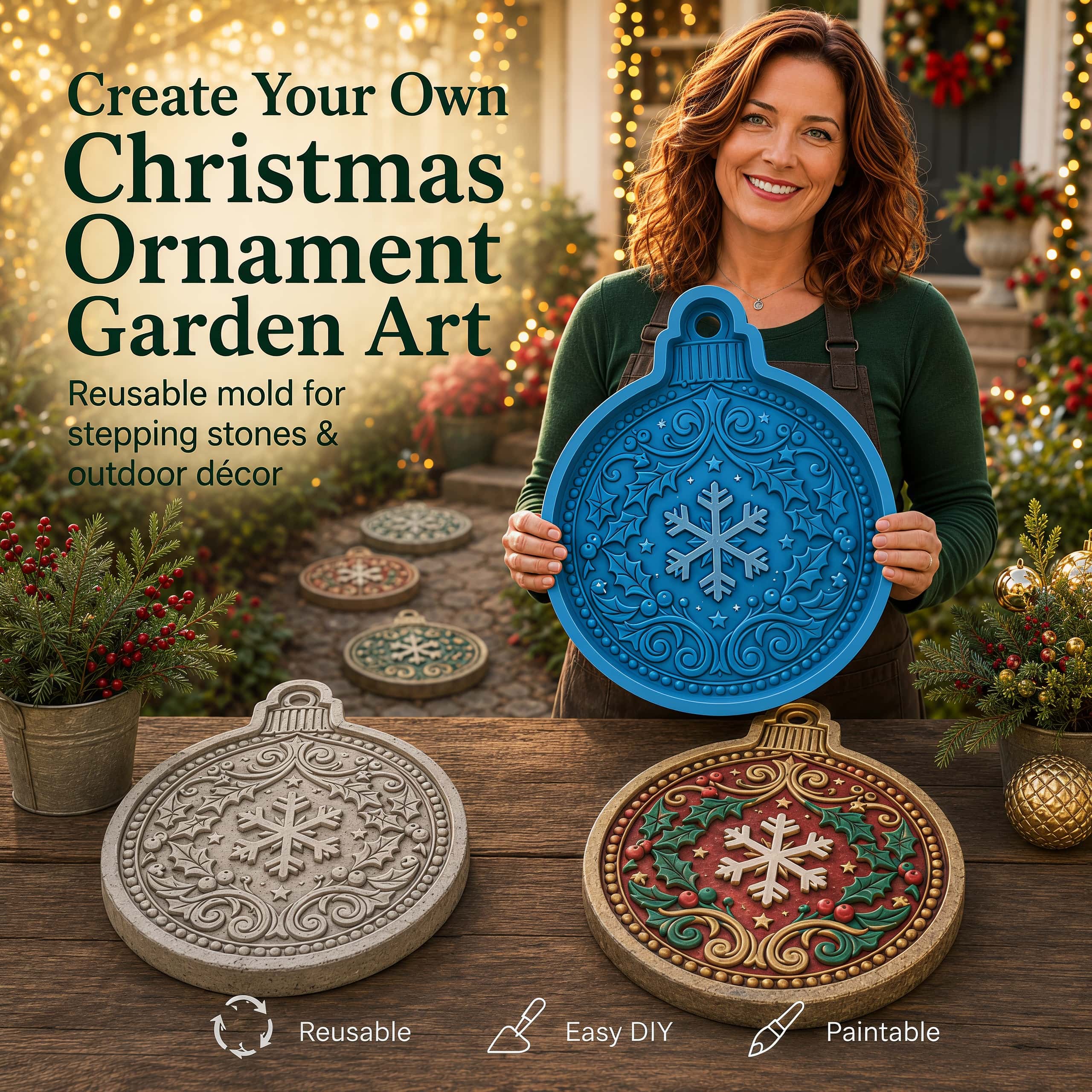 🌲 Reusable Christmas Theme Garden Art Mold – Make Your Garden Truly One of a Kind-HandPrint