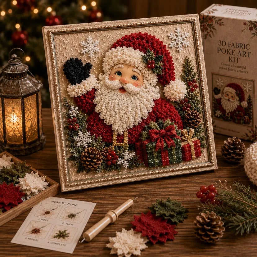 🔥Last Day 50% OFF - 🎄Beginner-Friendly 3D Christmas Fabric Poke Art Kit | Complete DIY Kit-HandPrint