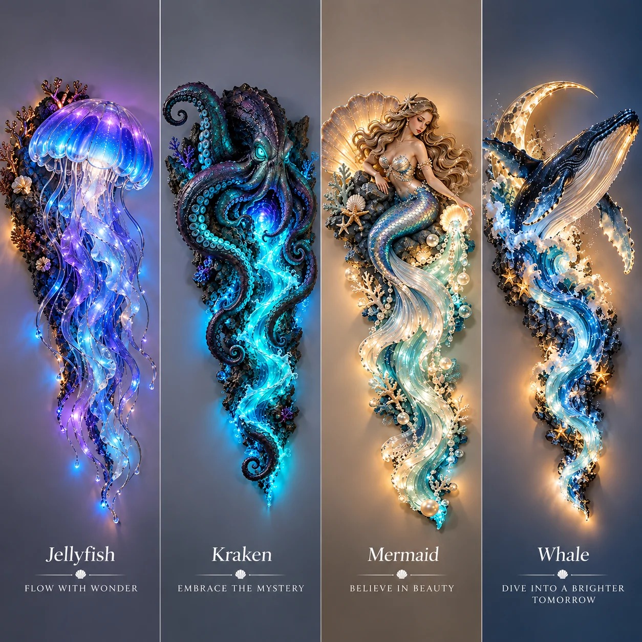 ⏰Limited Stock 50% OFF - 🌊✨ Enchanted Ocean Legends™ Lighted Wall Décor Collection 🐋🧜‍♀️-HandPrint