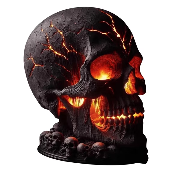 SPOOKY RESIN SKULL LED LAMP-HandPrint
