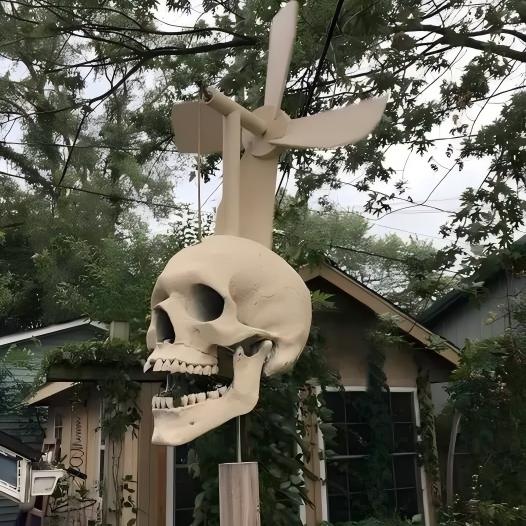 Iron Skull Whirligig - Garden Decor-HandPrint
