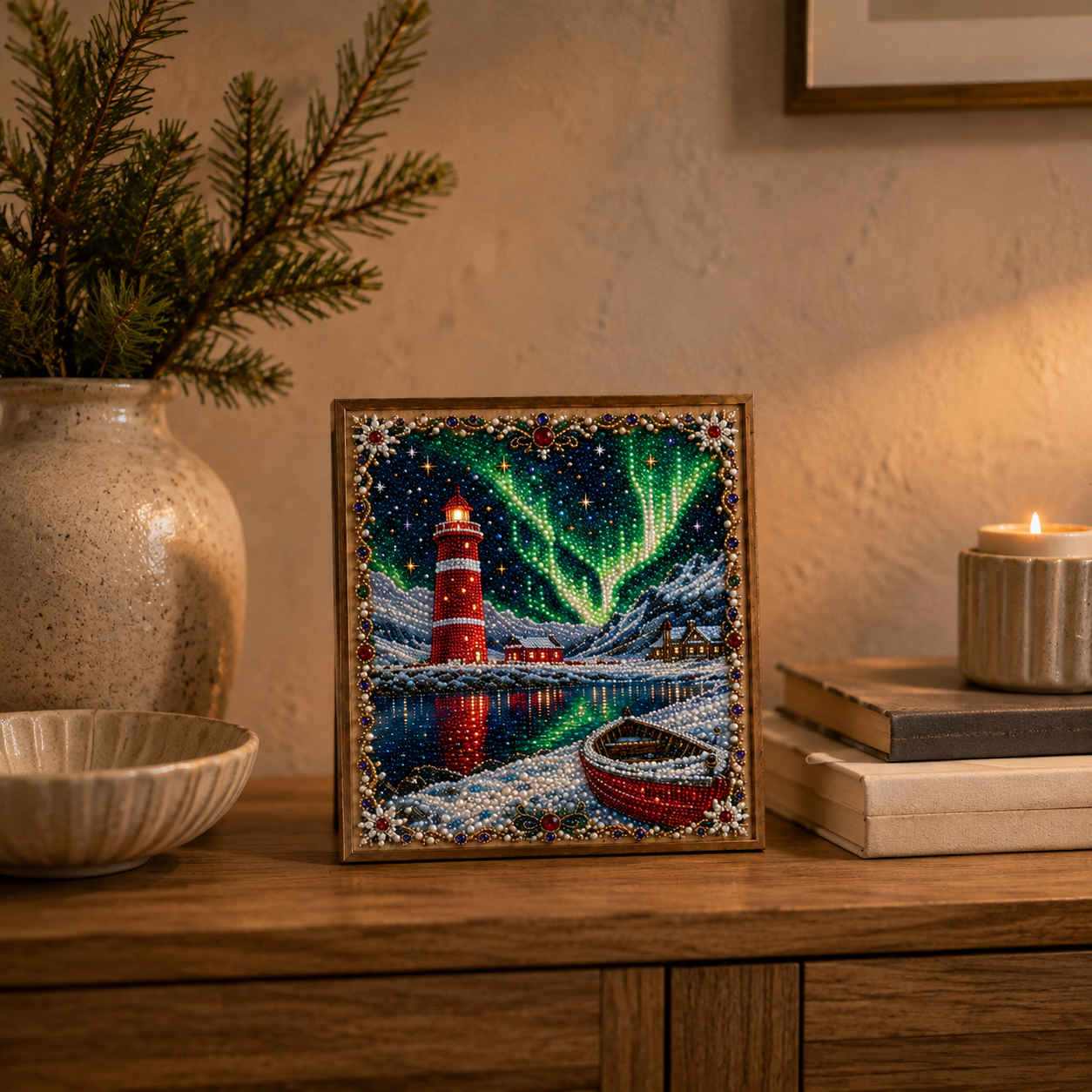 ✨ Aurora Lighthouse DIY Pearl Painting –  Sparkling Winter Landscape Decor-HandPrint