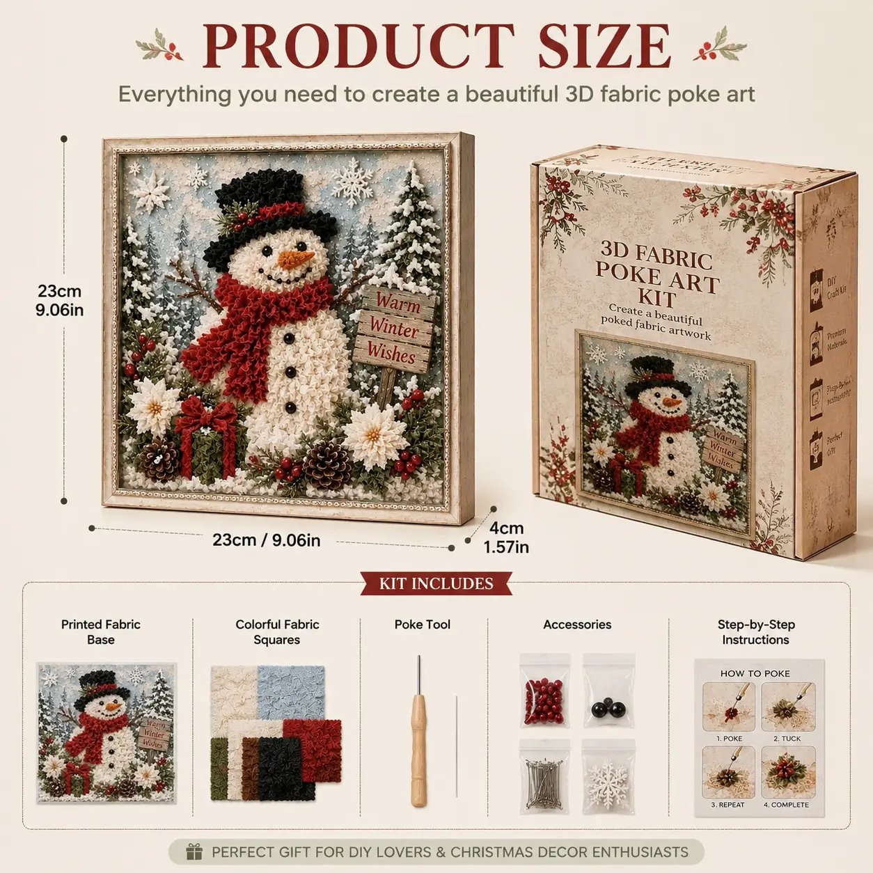 🔥Last Day 50% OFF - 🎄Beginner-Friendly 3D Christmas Fabric Poke Art Kit | Complete DIY Kit-HandPrint