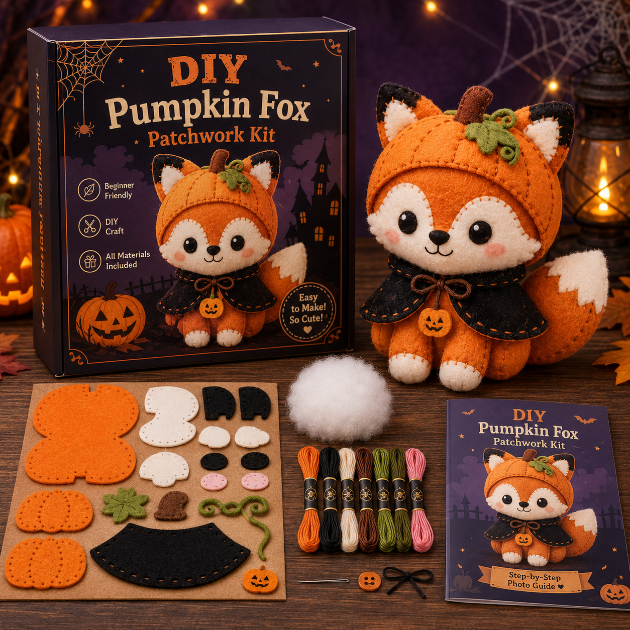 DIY Halloween Patchwork Kit – Sew Your Own Cute Spooky Friend 🎃🧵-HandPrint
