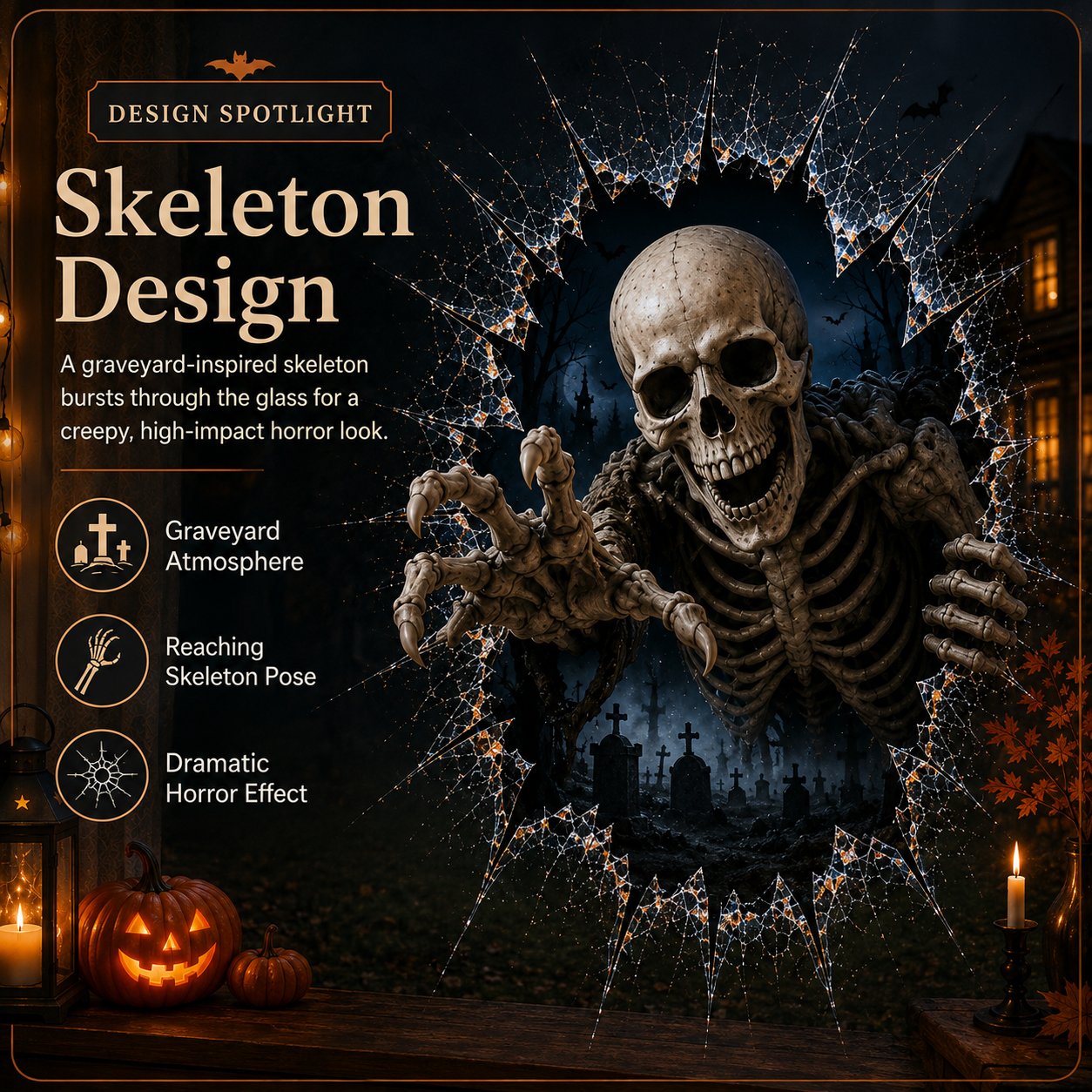 🎃 2026 Halloween Window Decals – 3D Crack Glass Spooky Decorations for a Haunted Halloween Scene-HandPrint