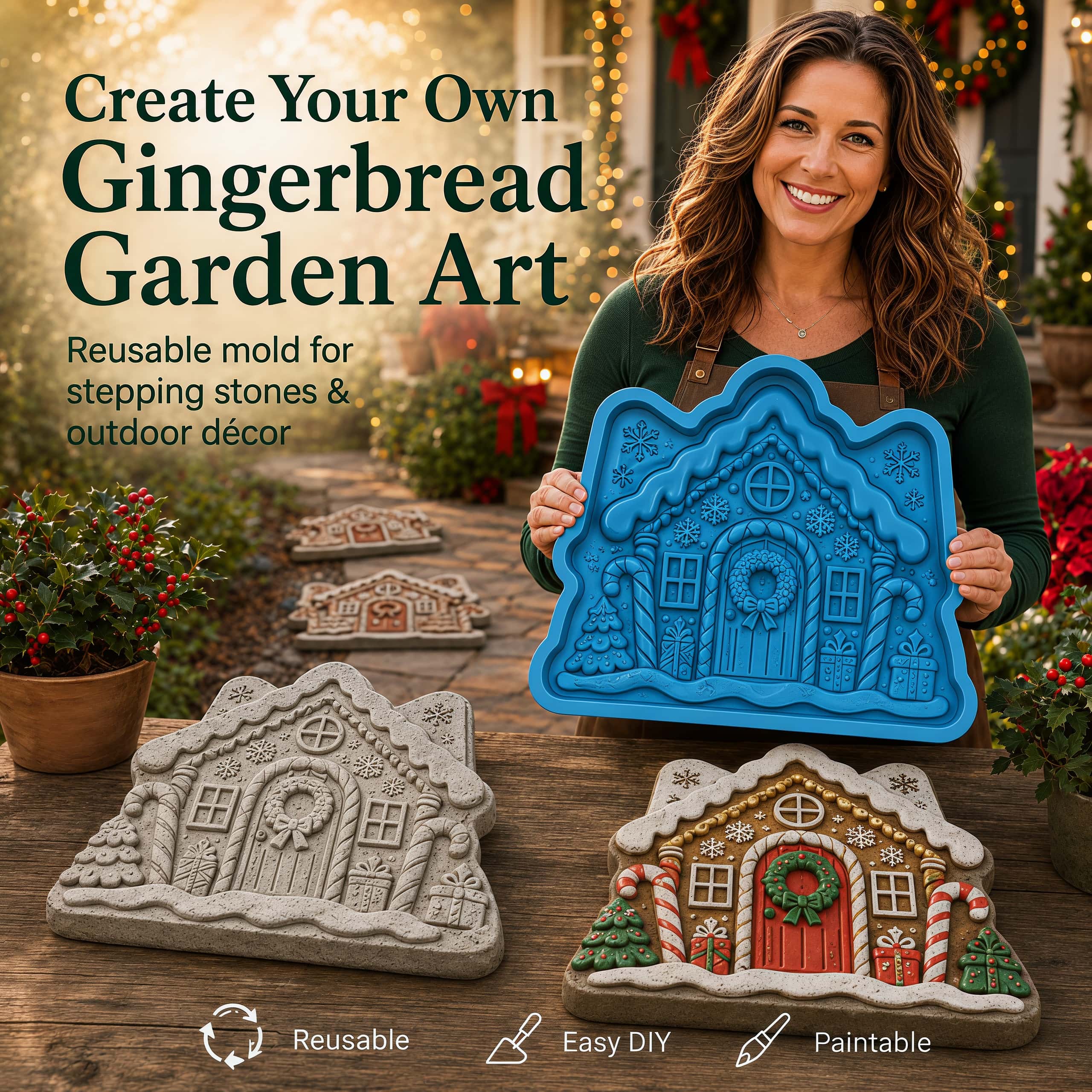 🌲 Reusable Christmas Theme Garden Art Mold – Make Your Garden Truly One of a Kind-HandPrint