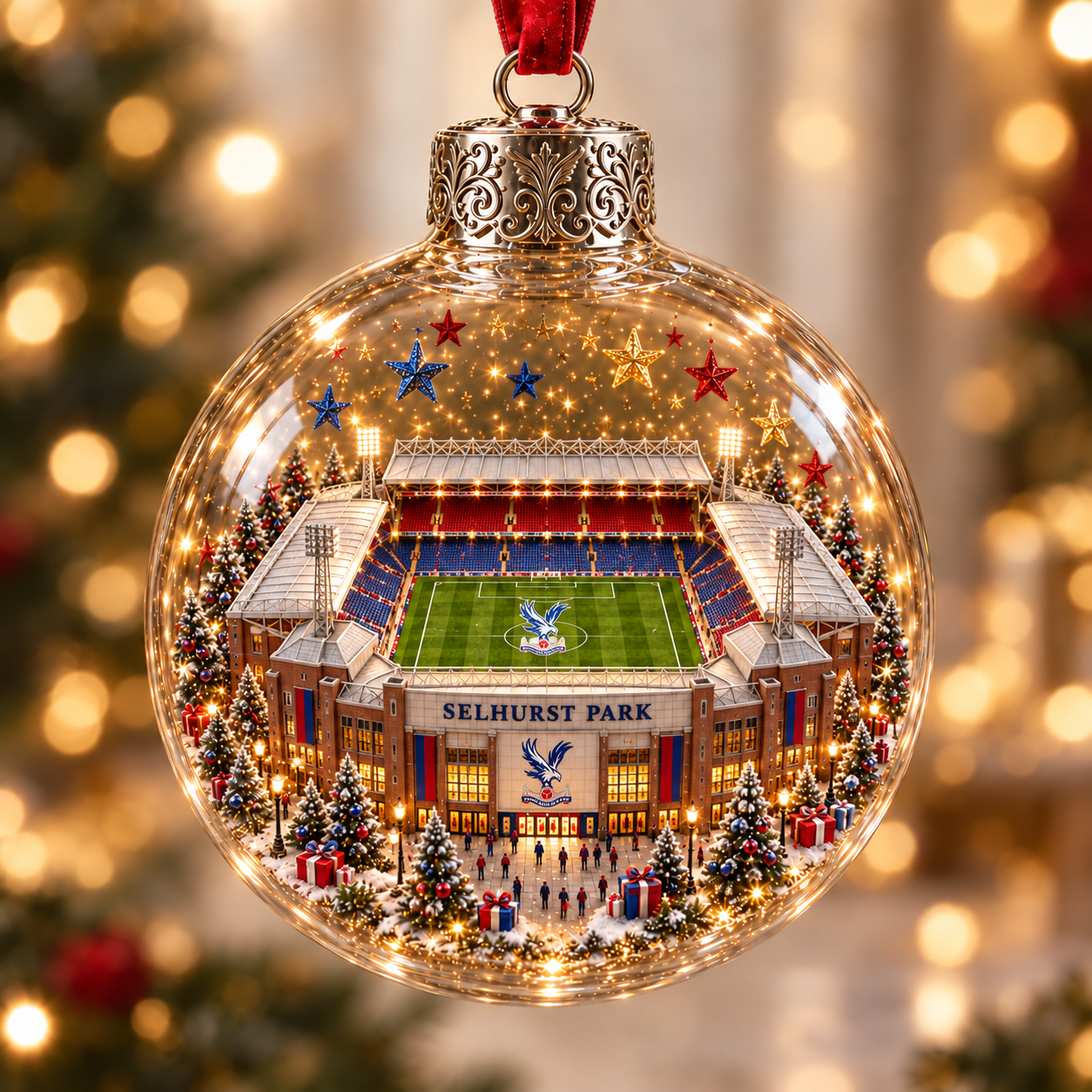 ⚽🎄 Bring the Stadium Home — Light-Up Football Stadium Christmas Ornament-HandPrint