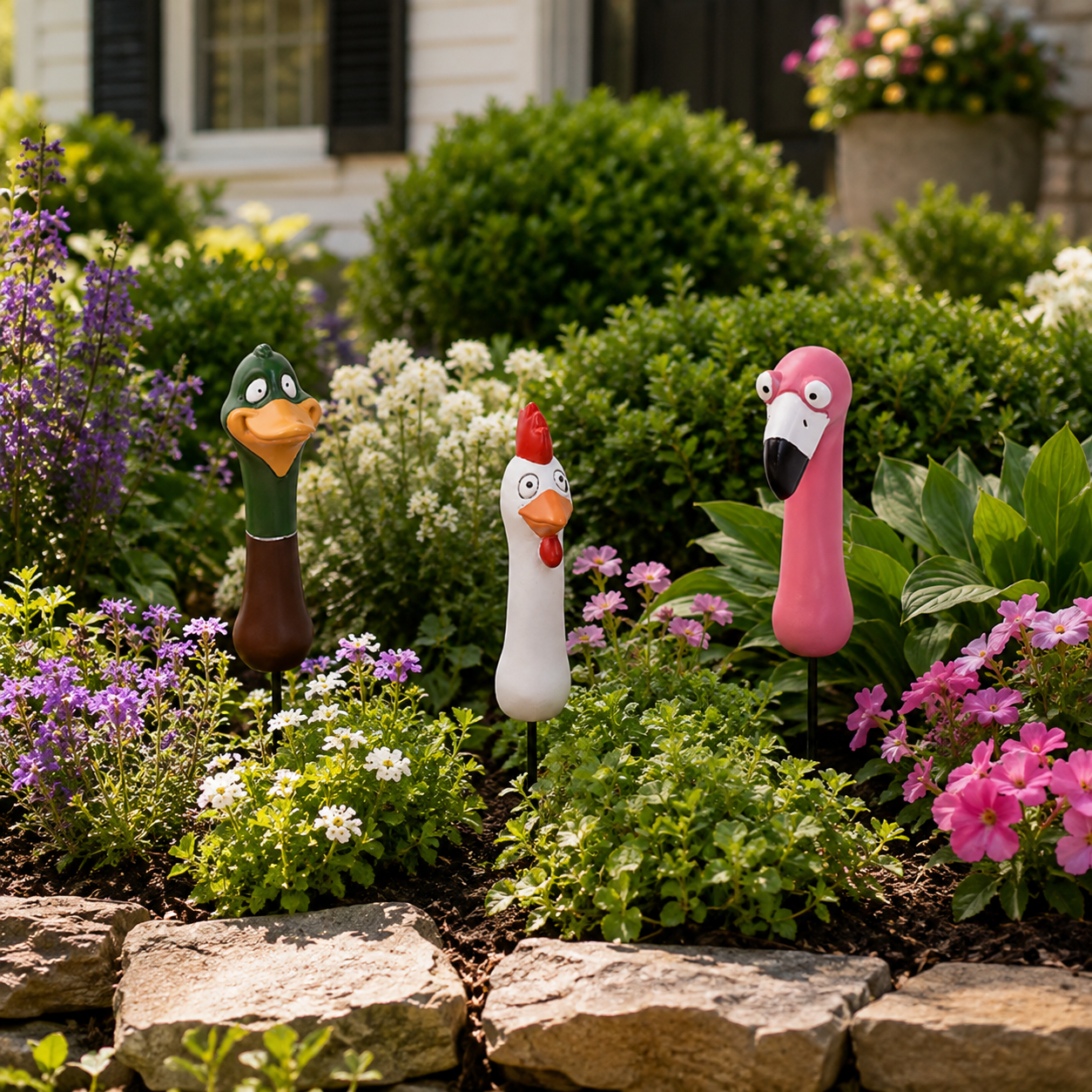 🌿 Funny Peeking Bird Garden Stakes – 3-Piece Whimsical Yard Decor-HandPrint