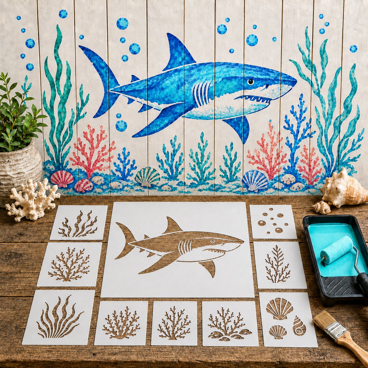 🔥 LAST DAY 49% OFF – 🐙Reusable Ocean Octopus Mural Stencil Set | Bring Plain Walls & Fences to Life with a Bold Underwater Scene 🌊🎨✨-HandPrint