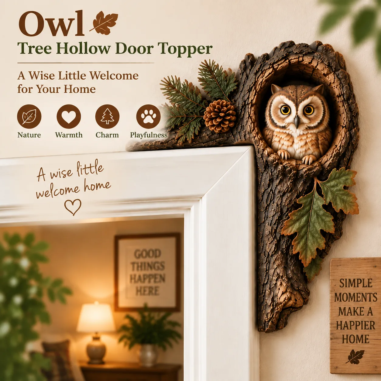 🔥Last Day BUY 2 GET 1 FREE🐿️ 3D Chipmunk Tree Hollow Door Topper | Woodland Animal Doorway Decor For Cozy Nature Homes