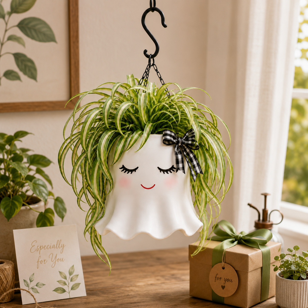 Cute Ghost Hanging Planter-HandPrint