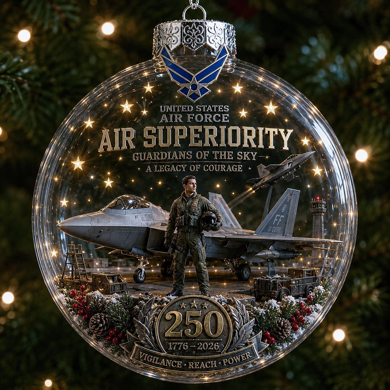 🎄 LAST DAY 75% OFF 🇺🇸 America 250th Military Legacy Light-Up Christmas Ball-HandPrint