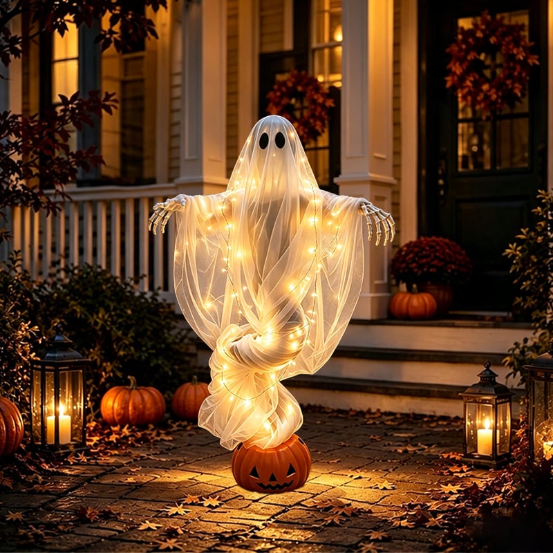 👻Swirling Ghost Pumpkin Yard Lamp🎃-HandPrint