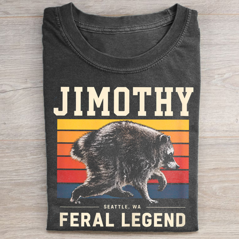 Retro Jimothy Raccoon Seattle Feral T-shirt-NaturexCraft