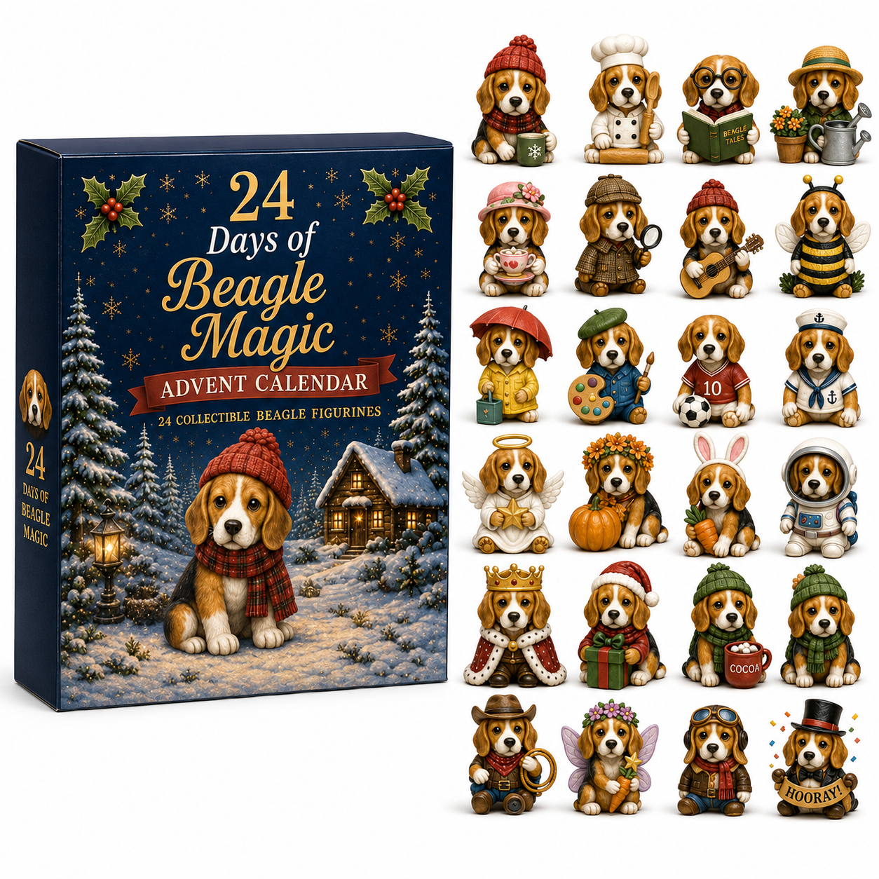 Beagle Magic Advent Calendar 2026 – 24 Days of Unique Beagle Miniature Collectibles, 24 Cute Holiday-HandPrint