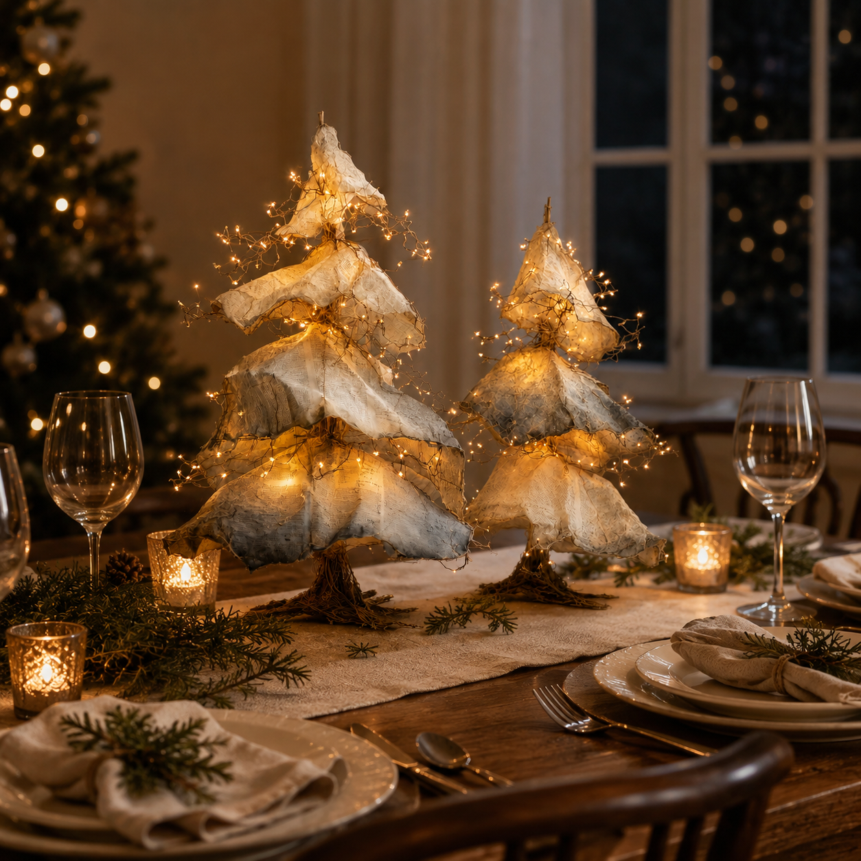 Windswept Winter Trees – Lighted Sculptural Tree Set-HandPrint