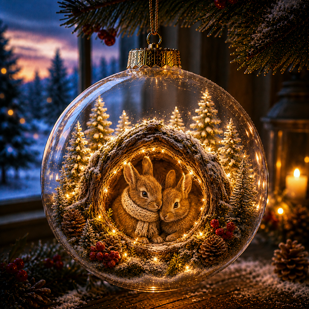 🔥Limited time 70% OFF -✨🎄 Animal Series Glowing Christmas Ornament – Light-Up Mini Winter Animal Scene-HandPrint