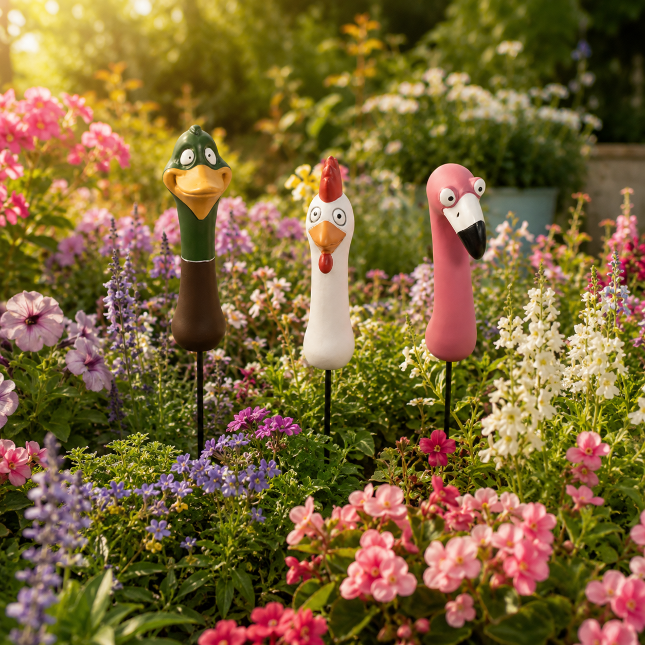 🌿 Funny Peeking Bird Garden Stakes – 3-Piece Whimsical Yard Decor-HandPrint