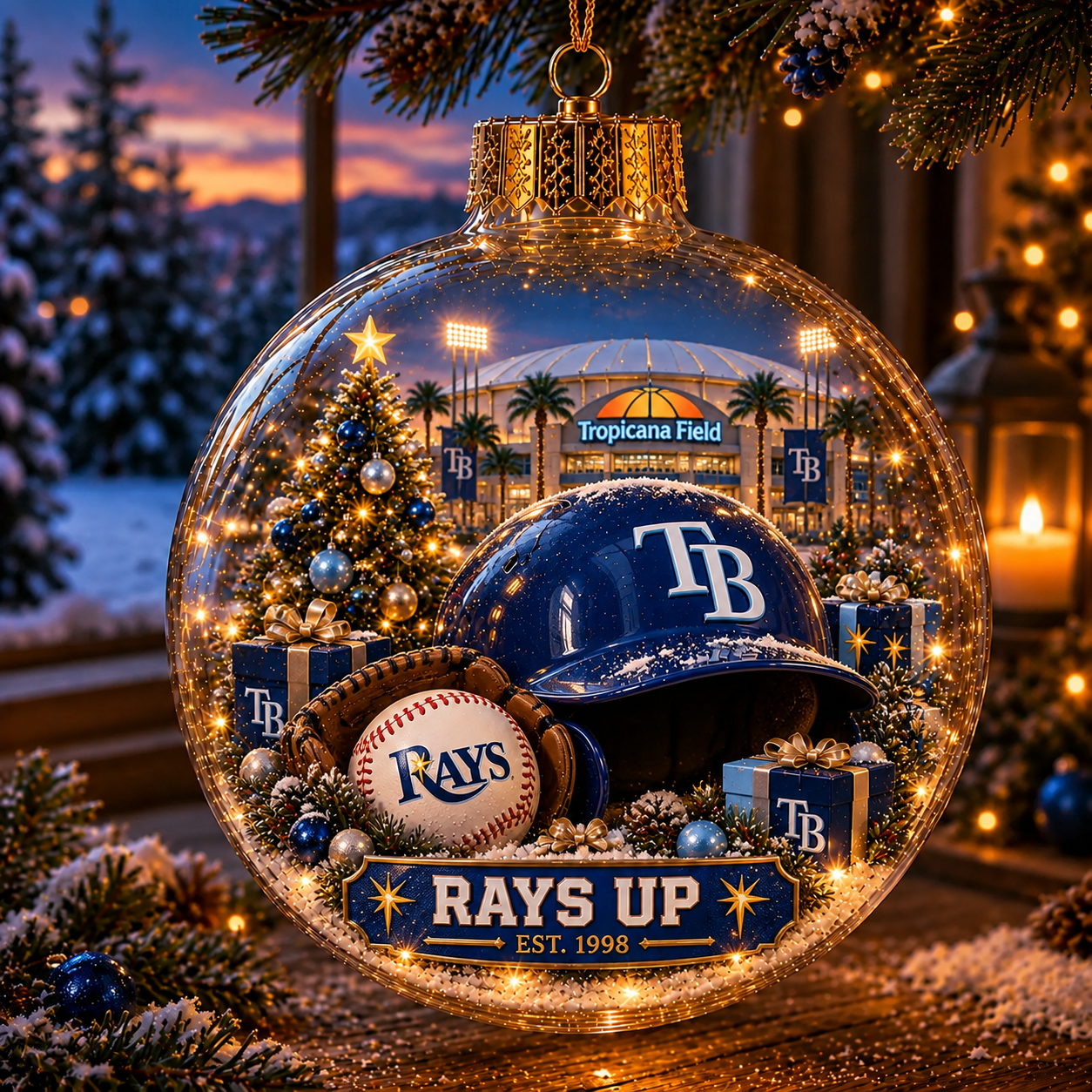 ⚾🎄 Bring the Ballpark Home — Light-Up Baseball Christmas Diorama Ornament-HandPrint