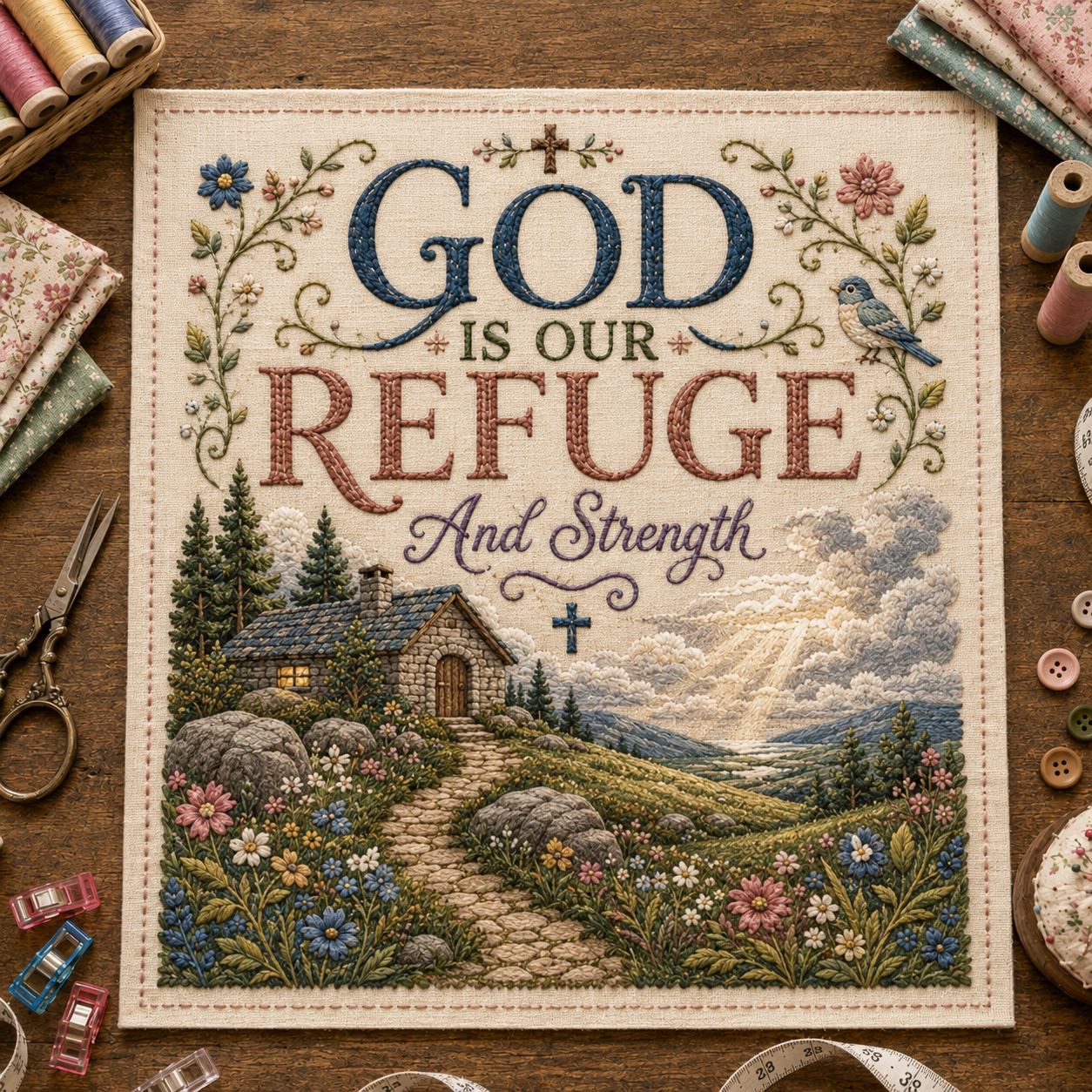 ✝️ Psalms of Comfort & Strength Faith Fabric Patch Panel-HandPrint