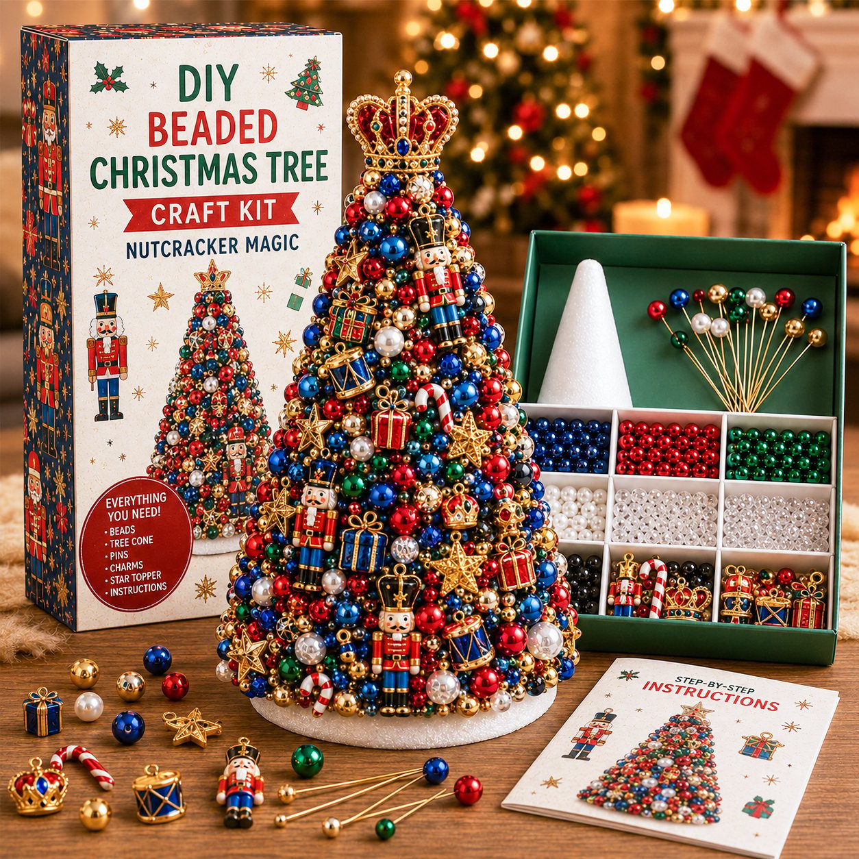 🎄 DIY Beaded Christmas Tree Craft Kit-HandPrint