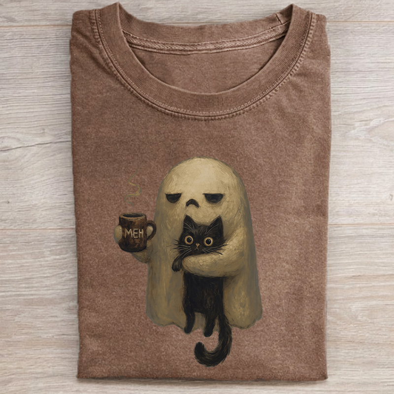 Spooky Black Cat T-shirt-NaturexCraft