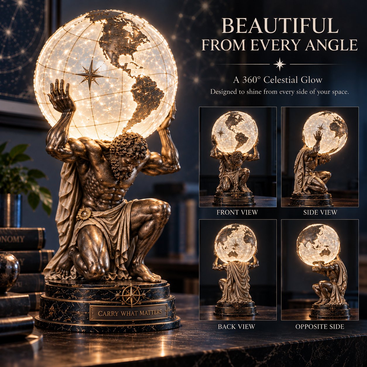 🌍 Atlas Illuminated World Sphere Lamp🌌-HandPrint