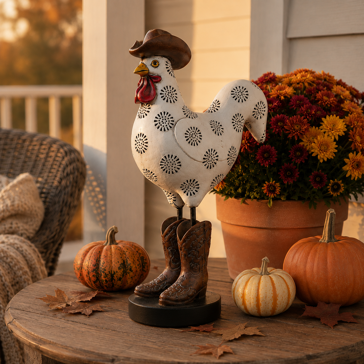 Vintage Cowboy Rooster Sculpture-HandPrint