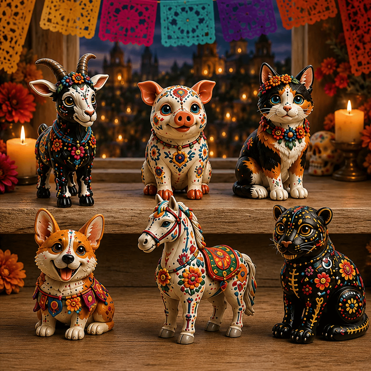 Día de Muertos Animals Advent Calendar 2026 – 24‐Day Folk Art Animal Figurine Collection | 24 Unique Collector‐Grade Miniatures-HandPrint