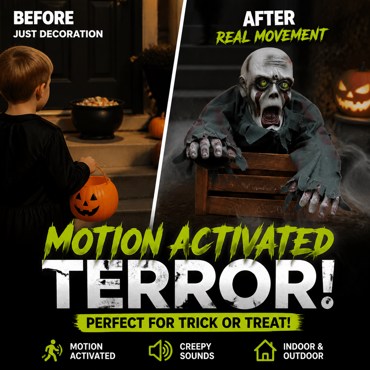 👻 Animated Crawling Halloween Ghost with Light & Sound-HandPrint