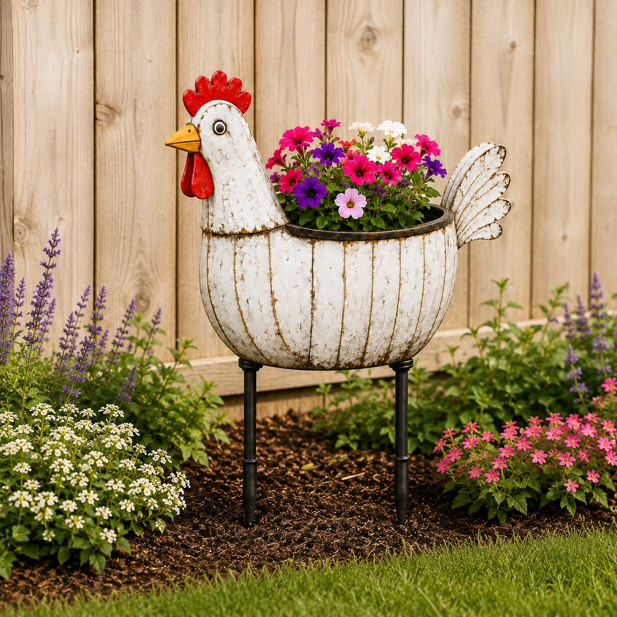 Rustic Hen Garden Stake Planter-HandPrint