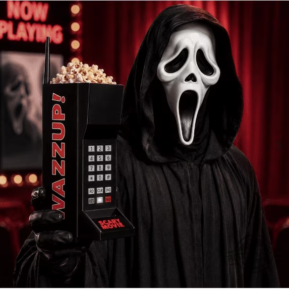 Scary Movie 6 WAZZUP Phone Popcorn Bucket - 2026 Collectible Cinema Memorabilia Popcorn Tub, Spooky Novelty Snack Container, Quirky Tabletop Halloween Party Decoration & Unique Movie Buff Gifts-HandPrint