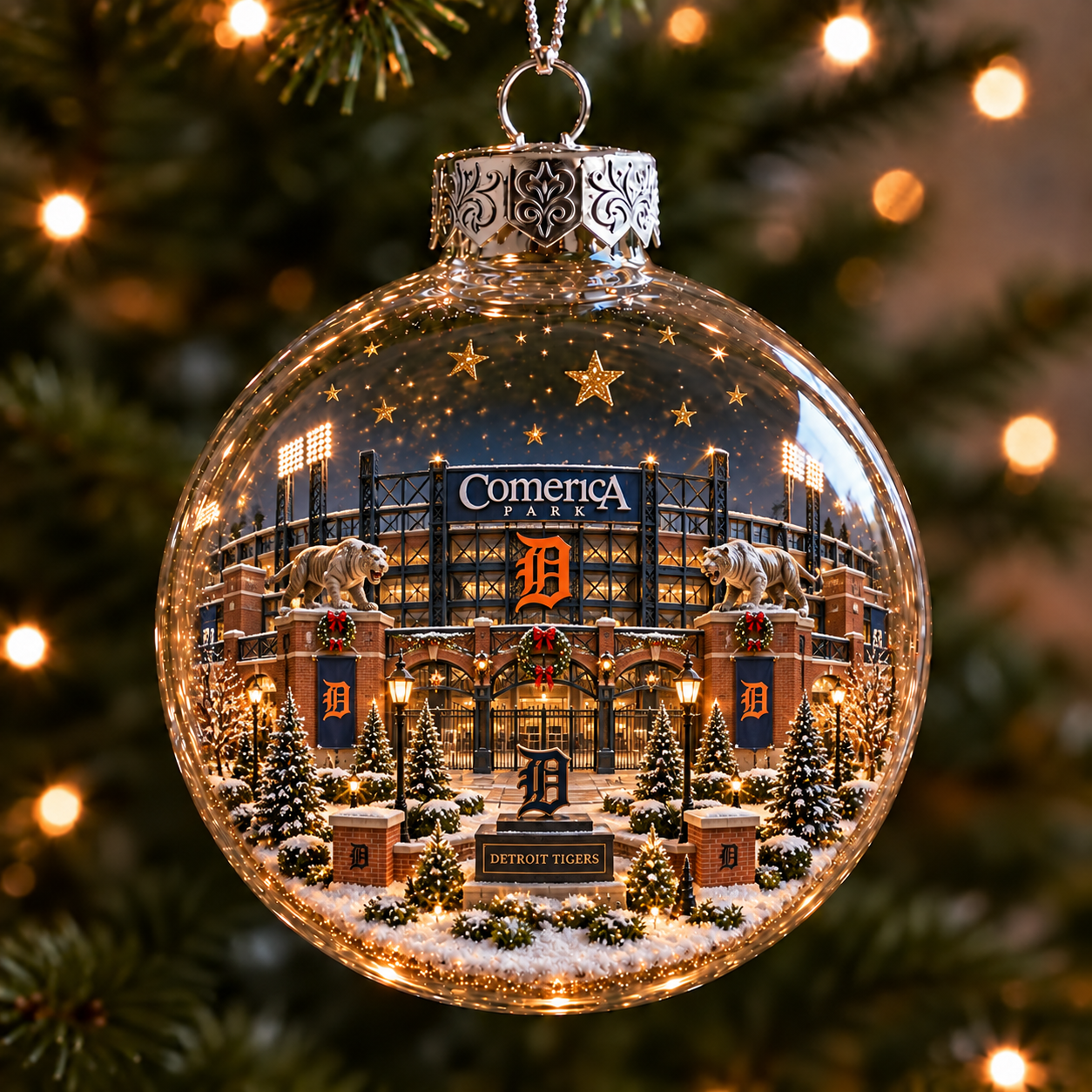⚾✨ Bring the Ballpark Home — Light-Up Baseball Stadium Christmas Ornament-HandPrint