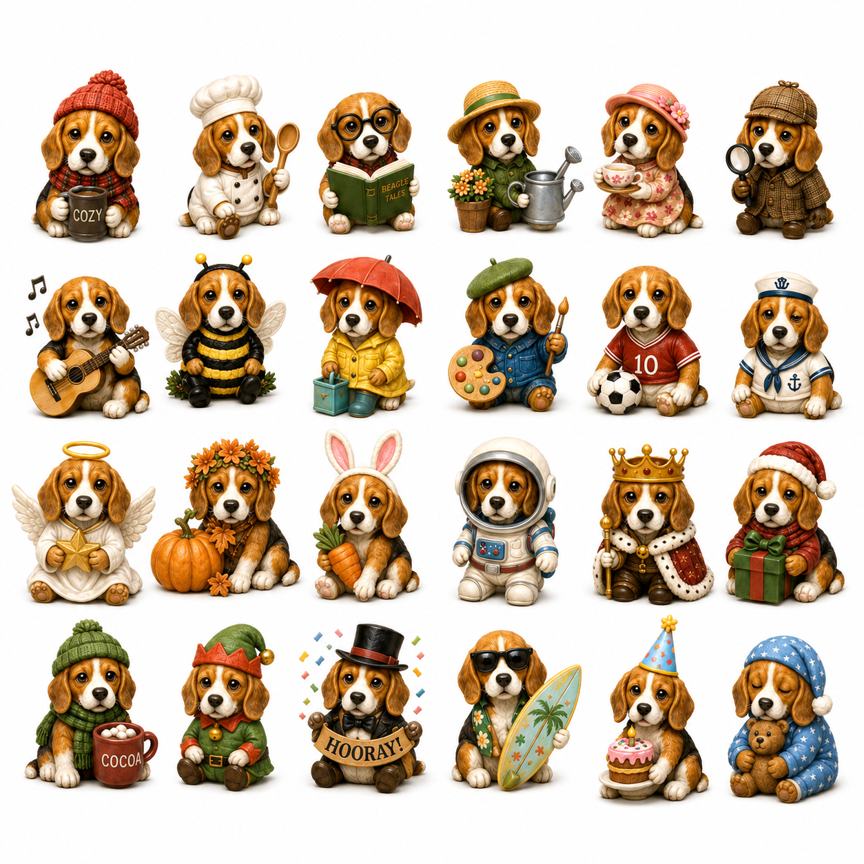 Beagle Magic Advent Calendar 2026 – 24 Days of Unique Beagle Miniature Collectibles, 24 Cute Holiday-HandPrint
