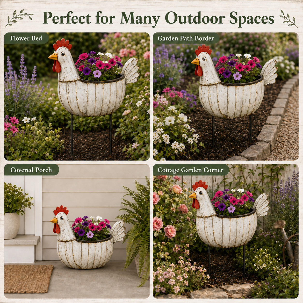 Rustic Hen Garden Stake Planter-HandPrint